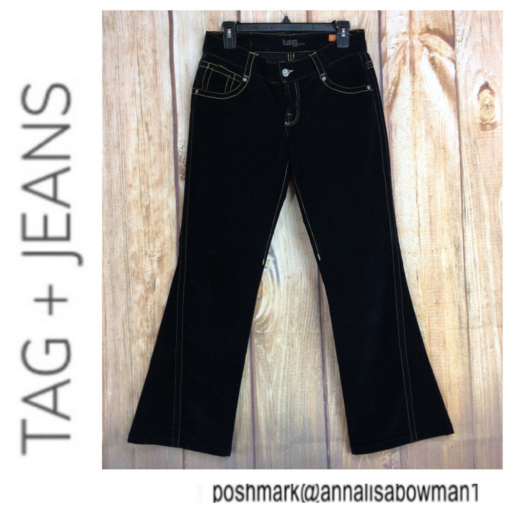🌸TAG Jeans Black Velvet Flare Leg Pant size 29